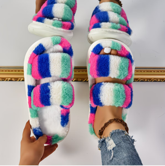Softwalk Rainbow Furry Slippers