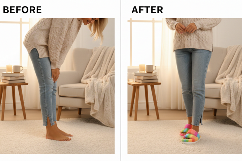 Before and After Slippers
