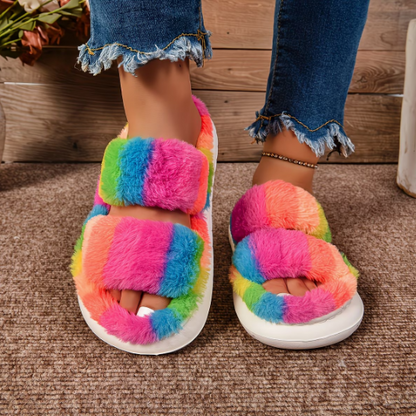 Softwalk Rainbow Furry Slippers