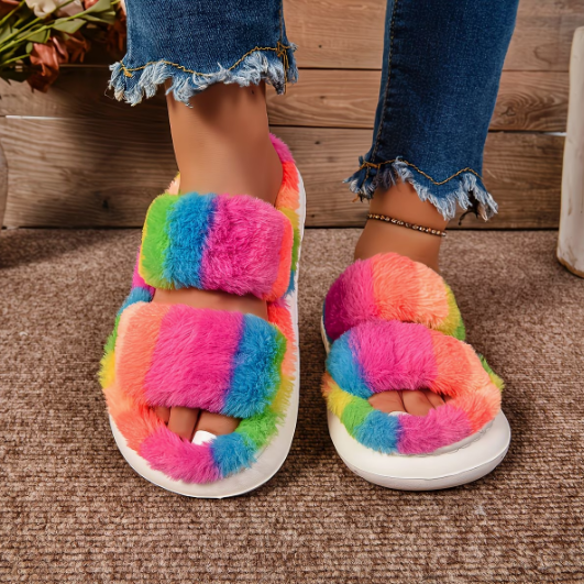 Softwalk Rainbow Furry Slippers