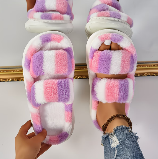 Softwalk Rainbow Furry Slippers